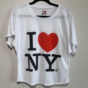 I Love NY White Short Sleeve Batwing Tee
